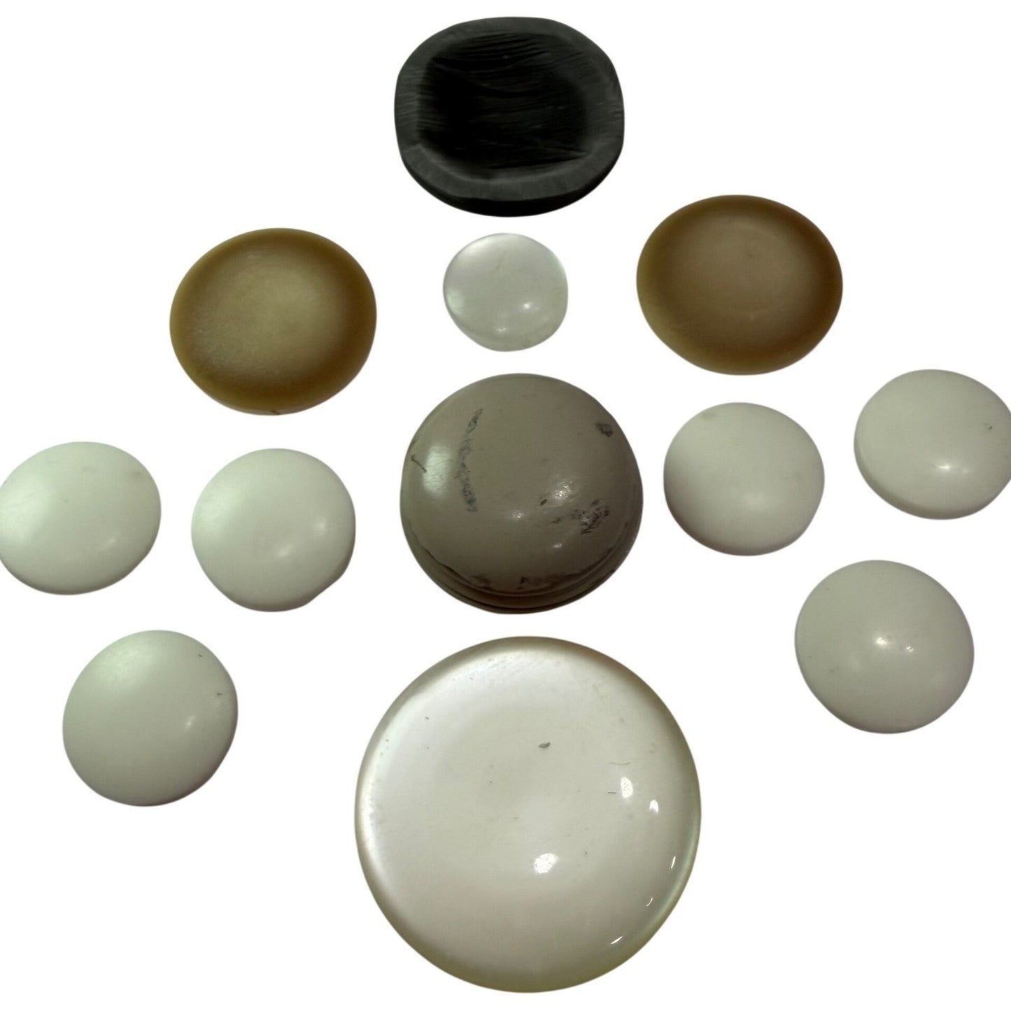 Vintage Button Lot Neutral Tones Shank Buttons Coat Replacement Sewing Supplies