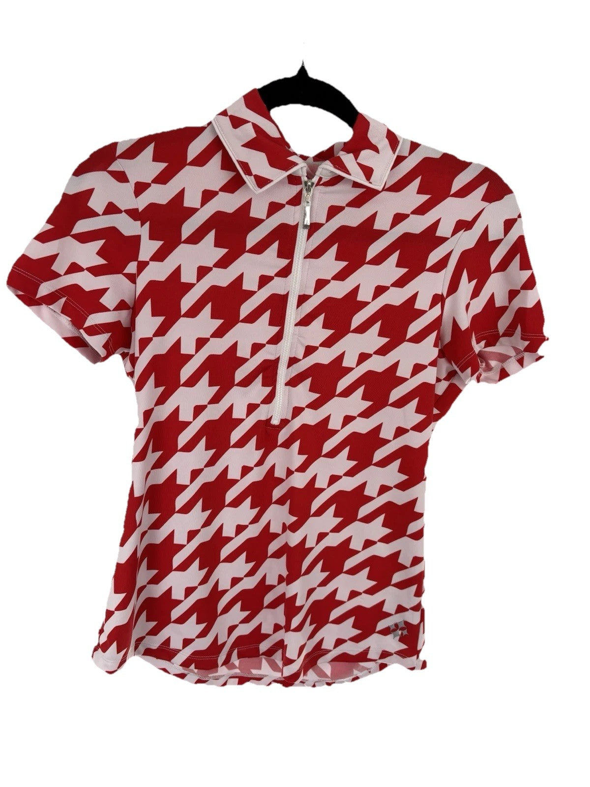 Joefit Cycling Top Red+ White Houndstooth Sz Small Activewear Sports Athleisure