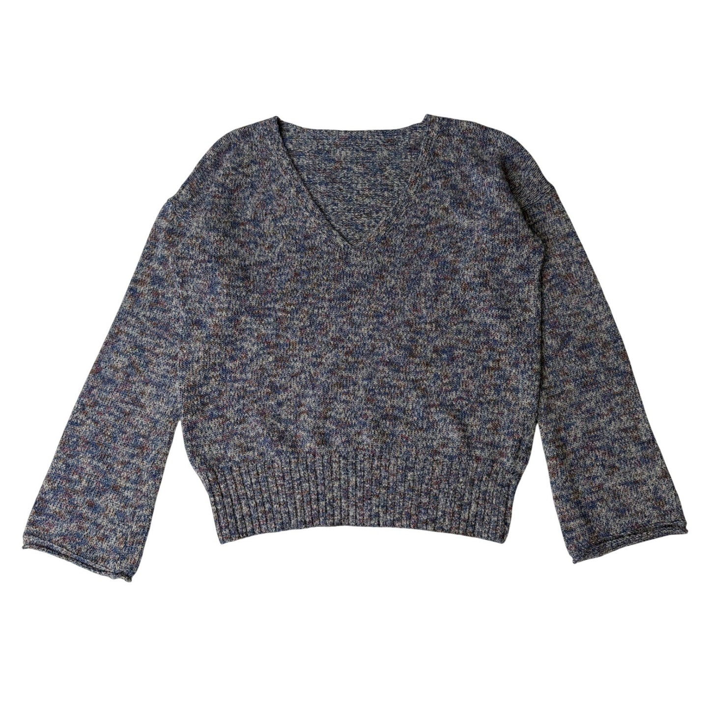 J.Crew Bell Sleeve V-Neck Sweater Womens S/M Soft Knit Quiet Luxury Boho