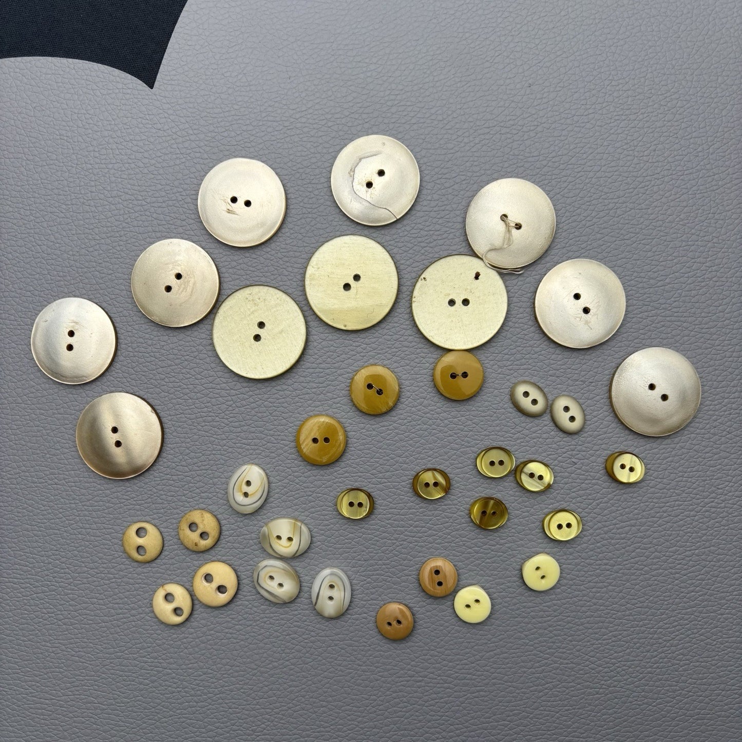 Vintage Mixed Button Lot (60pcs) – Earth Tone Neutrals + Soft Pastels  40’s-60’s