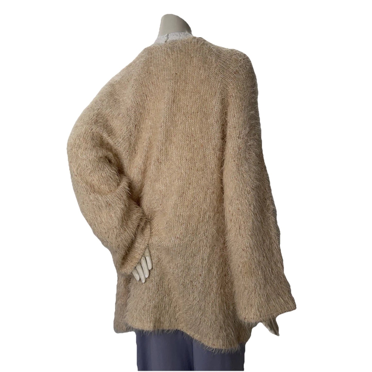 Some Days Lovin Fuzzy Pink Cardigan Eyelash Open Front Sweater  Women’s Small