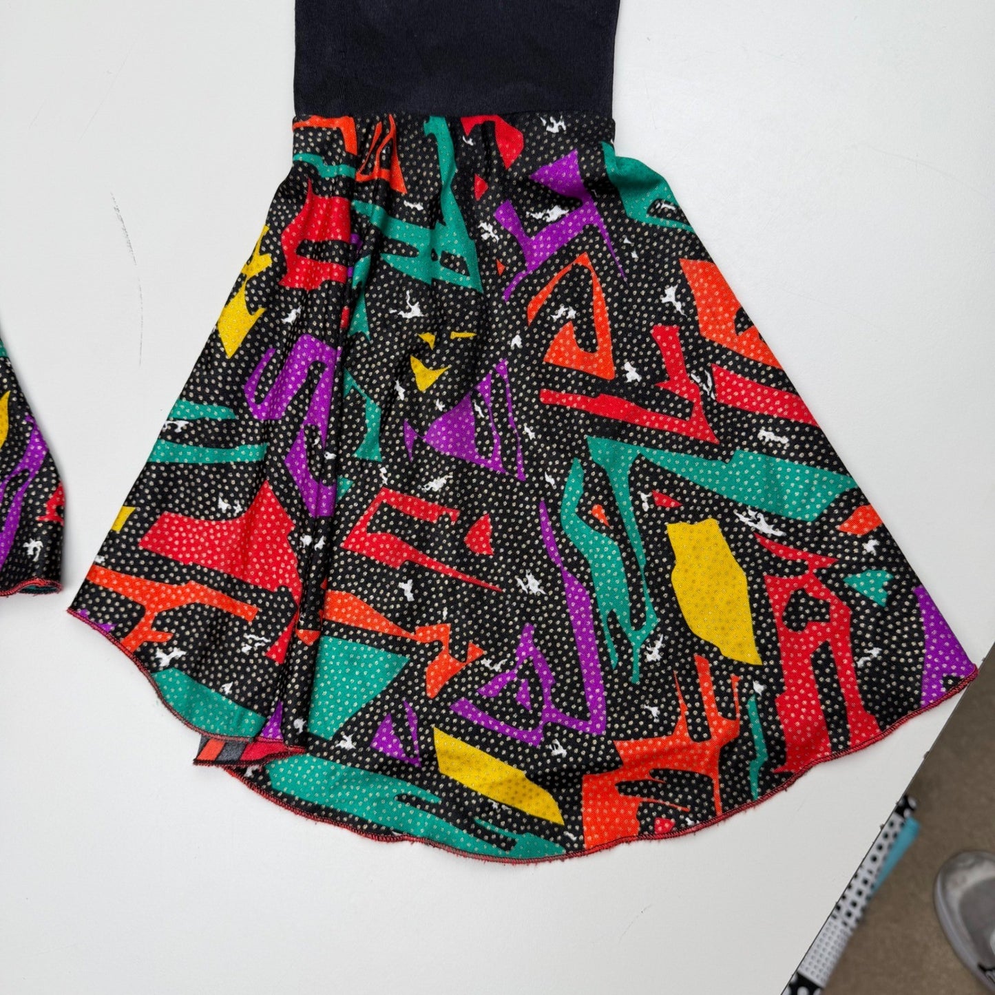Handmade Dance Jumpsuit Neon Geometric Bell Bottom Sequin Retro 90s Youth Small