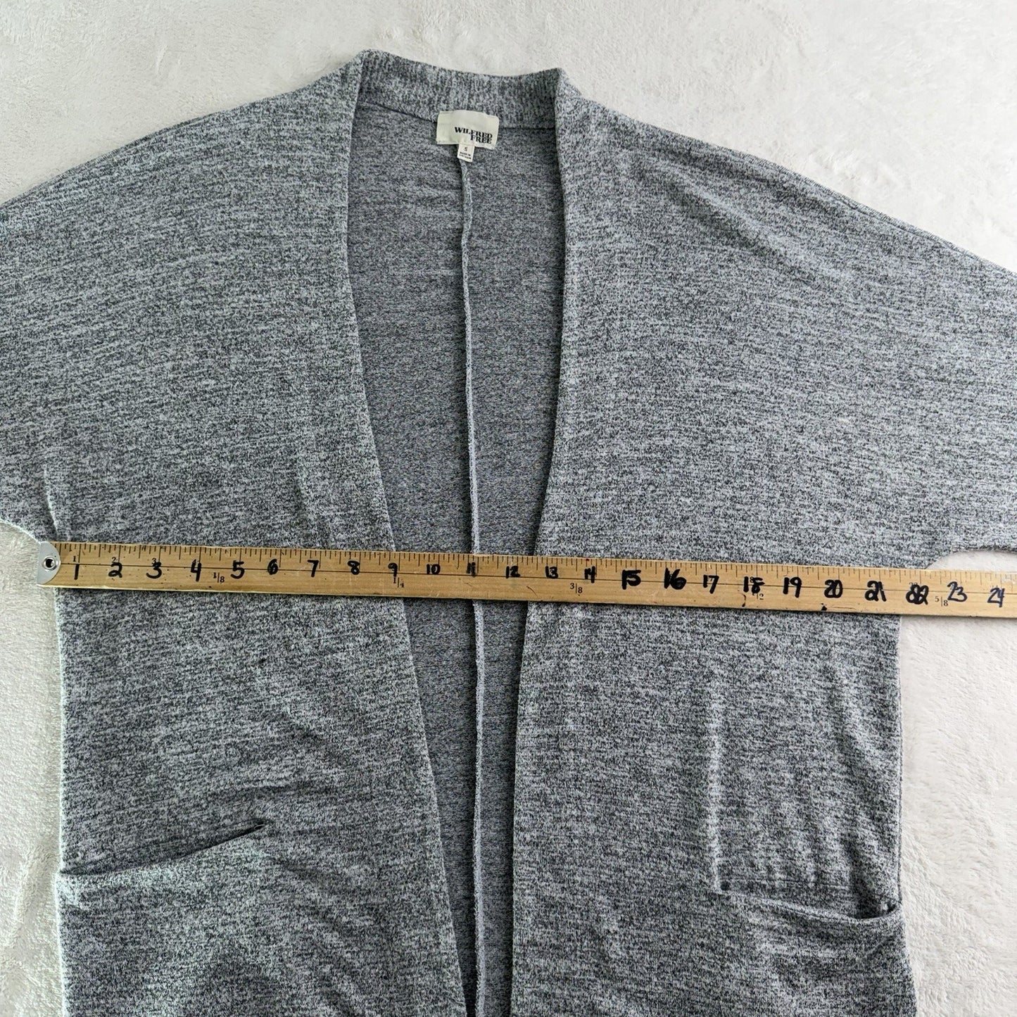 Wilfred Free Open Front Cardigan Grey Slouchy Cocoon Pockets Womens S