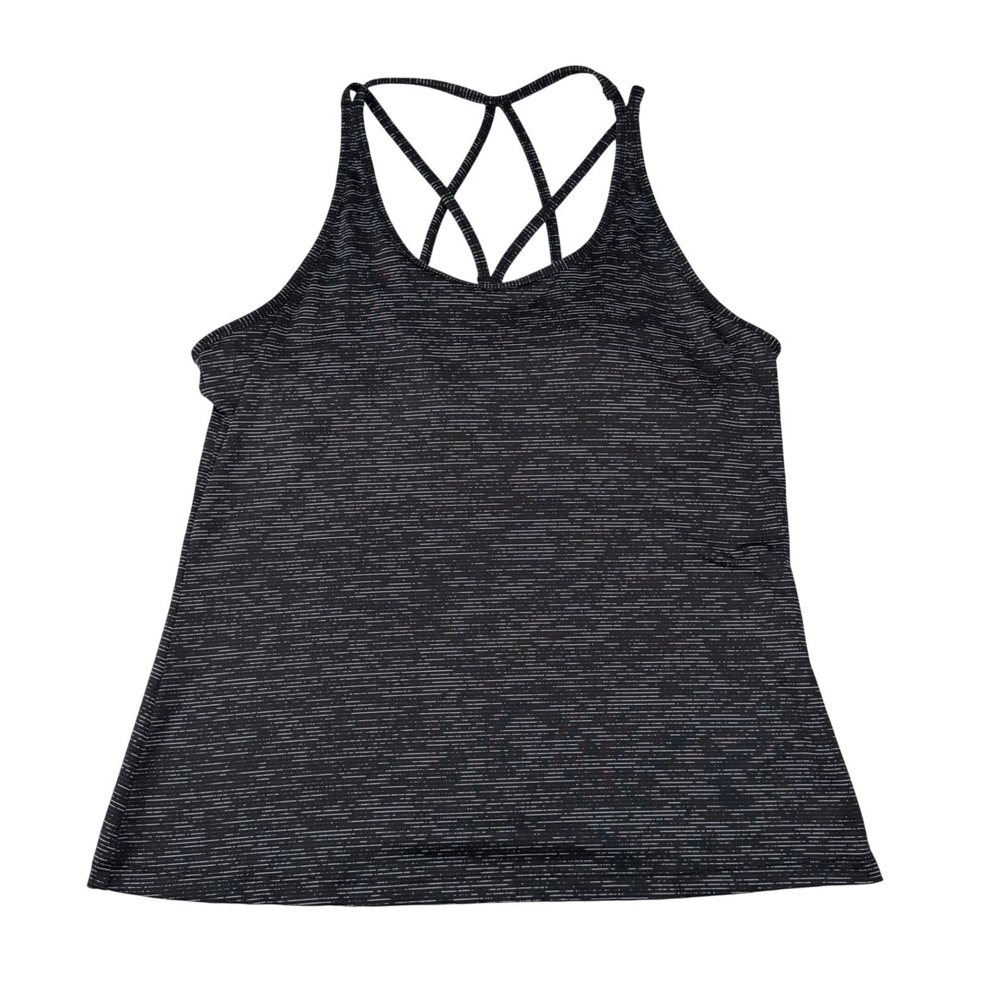 Joe Fresh Active Tank Top Strappy Lattice Back Space Dye Black White Large