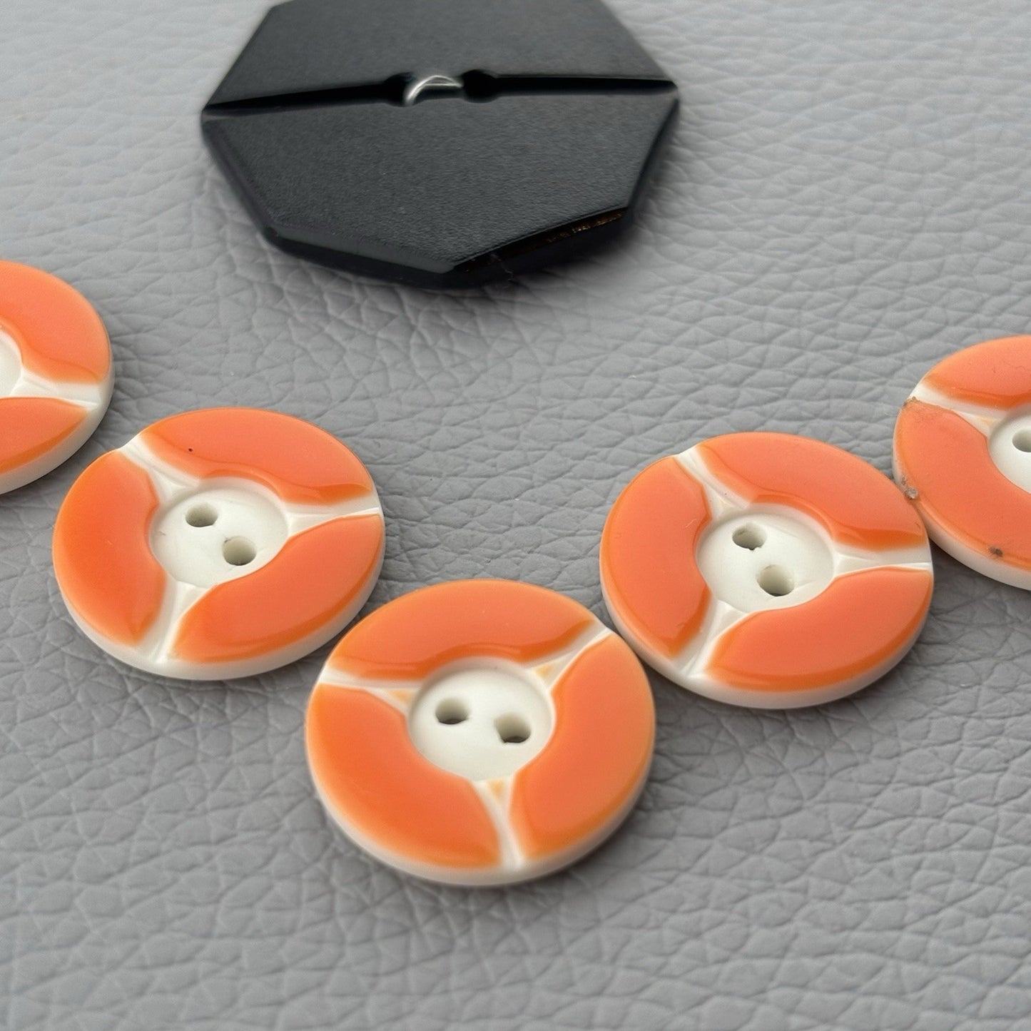 Black White Orange Button Lot ~ 35pc Plastic Sewing Craft Supply Mixed Set
