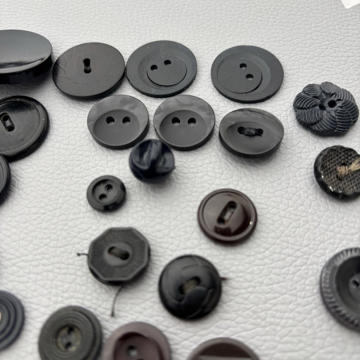 Lot of 100+ Vintage Black Buttons Mixed Styles Sizes Sewing Craft Supply