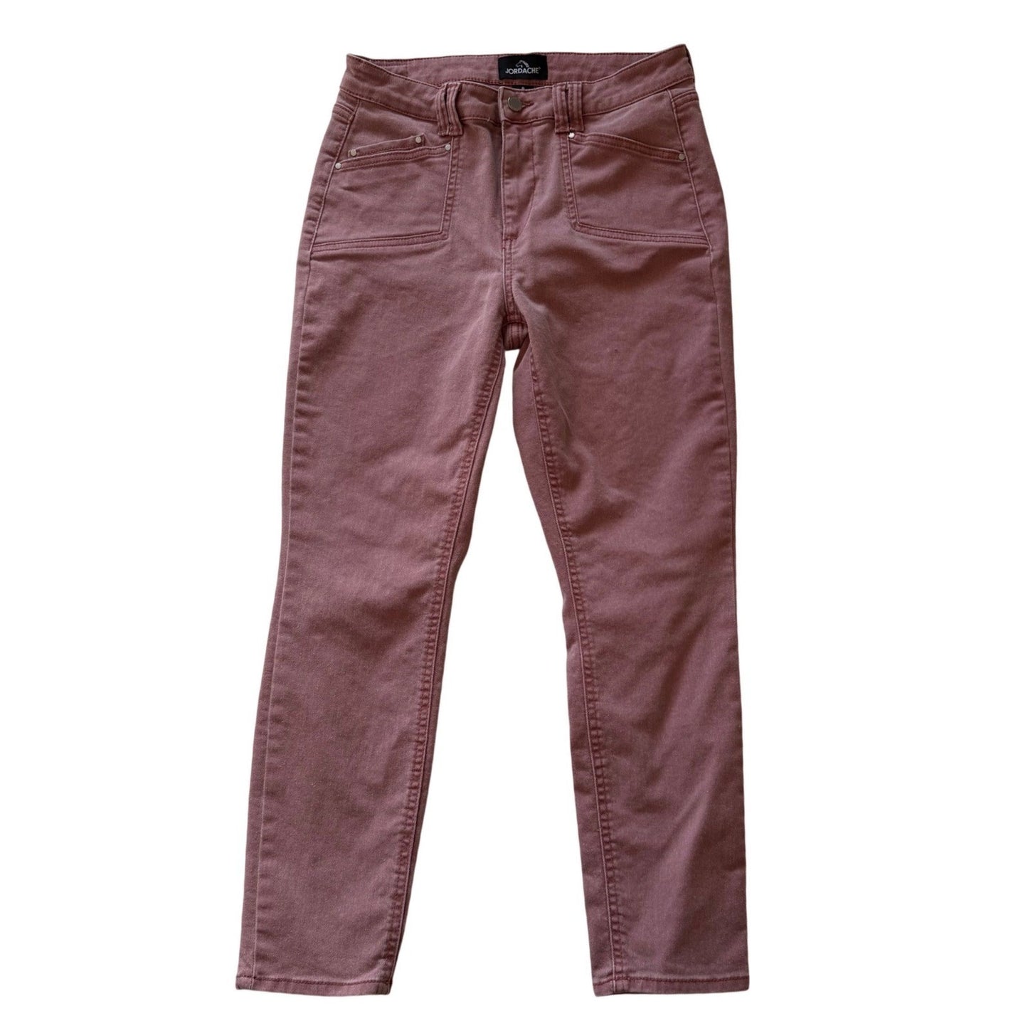 Jordache Jeans Womens High Rise Utility Straight Leg Dusty Rose Mauve Size 8
