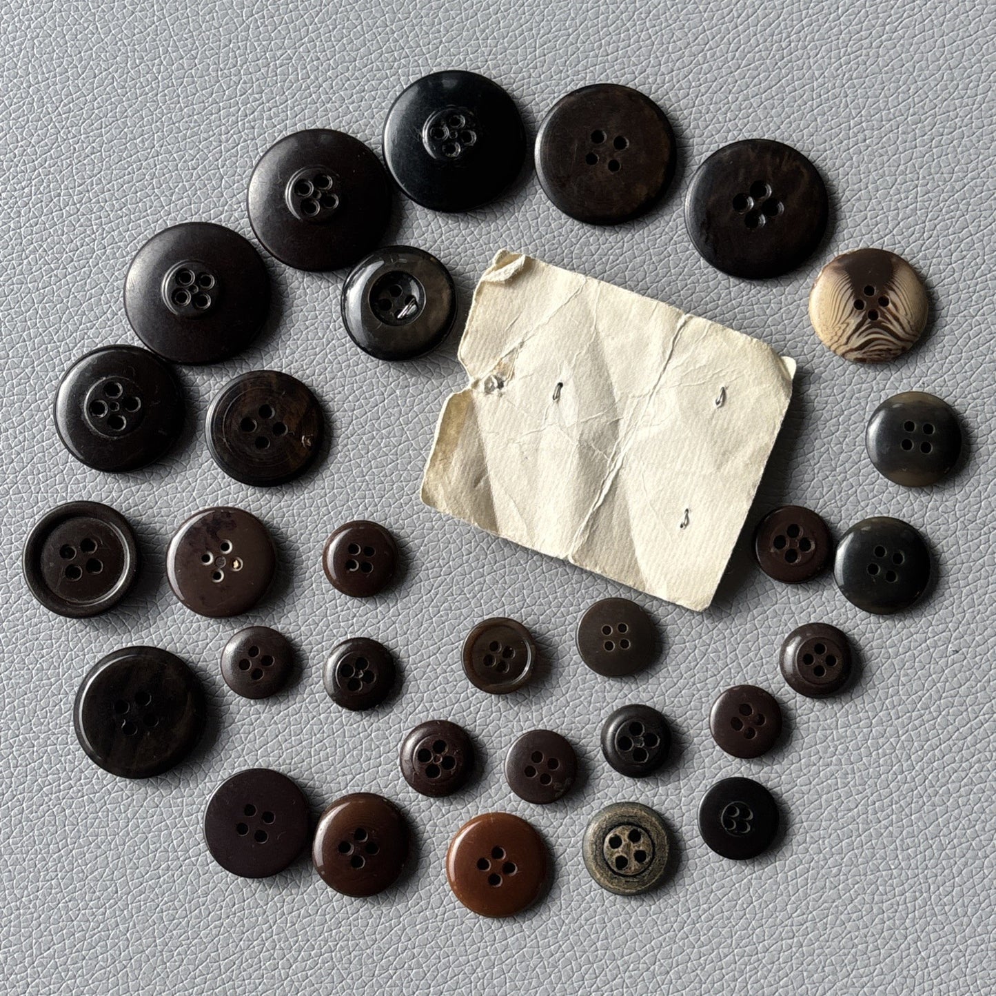Vintage Brown Button Lot Early Plastics 4 Hole Round Jackets Shirts Sewing