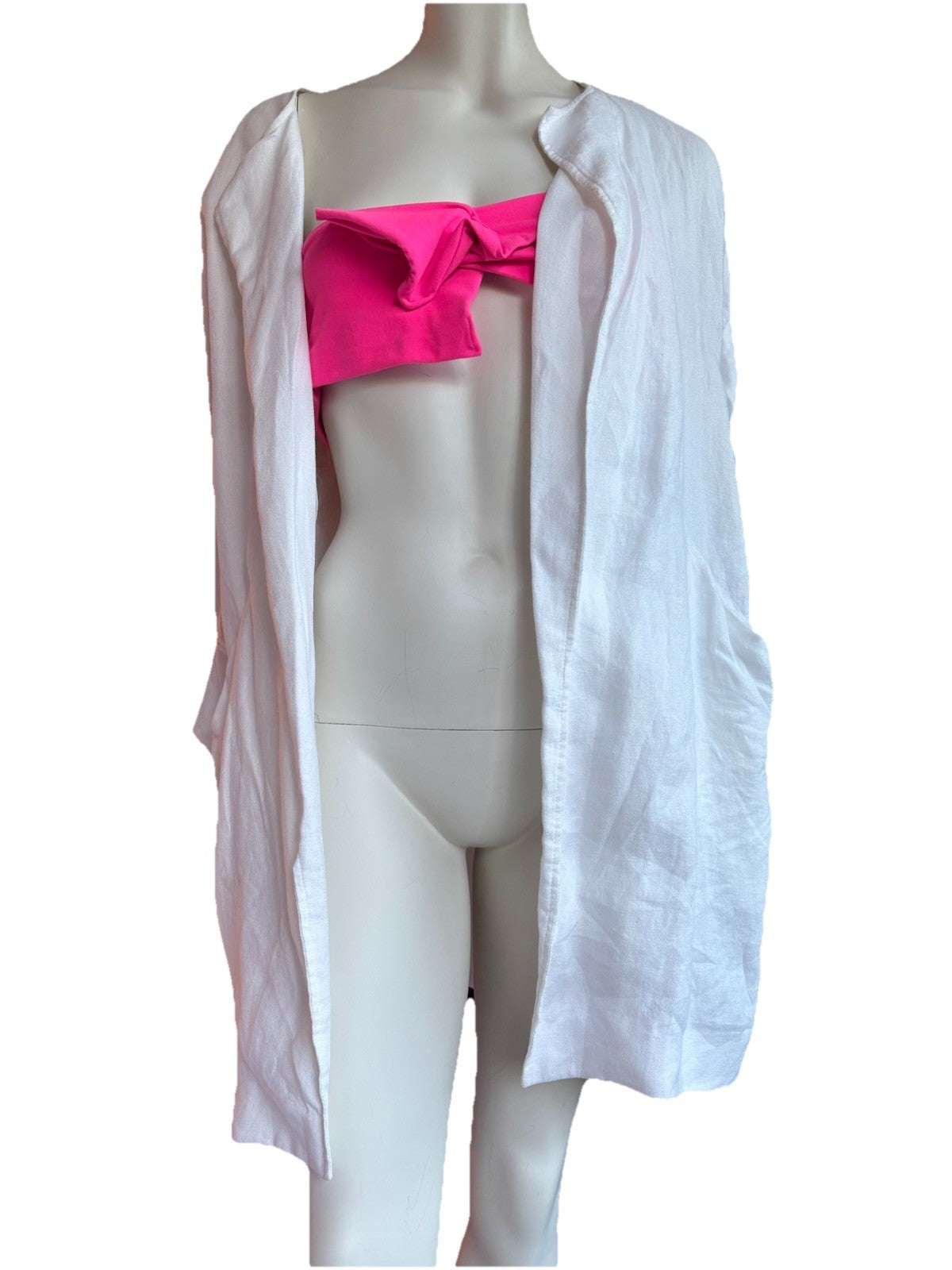 Vintage White Linen Jacket Portfolio Louben Women’s Sz 12 Quiet Luxury Coatigan