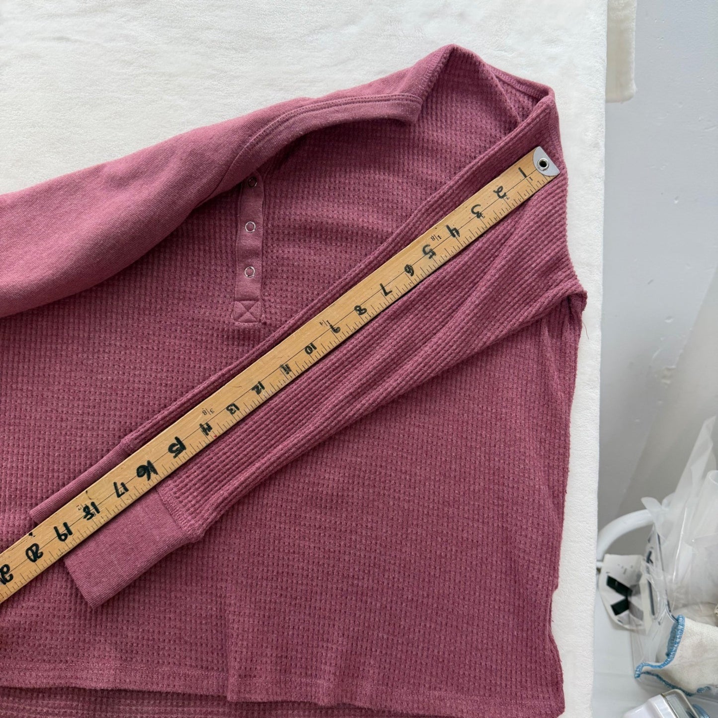 Devoted Women's Henley Top Berry Waffle Knit Snaps Cabincore Gorpcore Medium