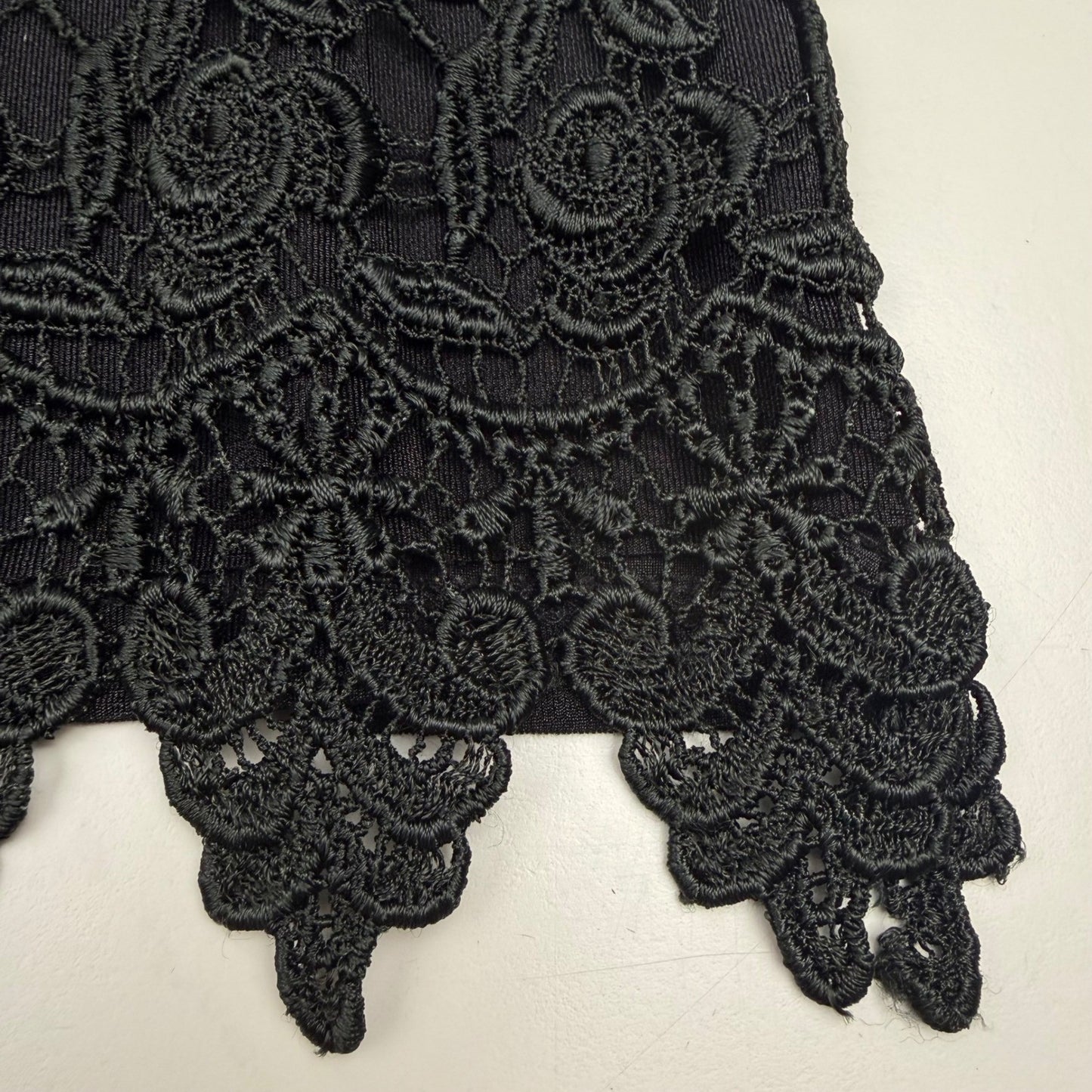 Black Lace Tank Top Floral Overlay Whimsigoth Goth Coquette Romantic Size S/M