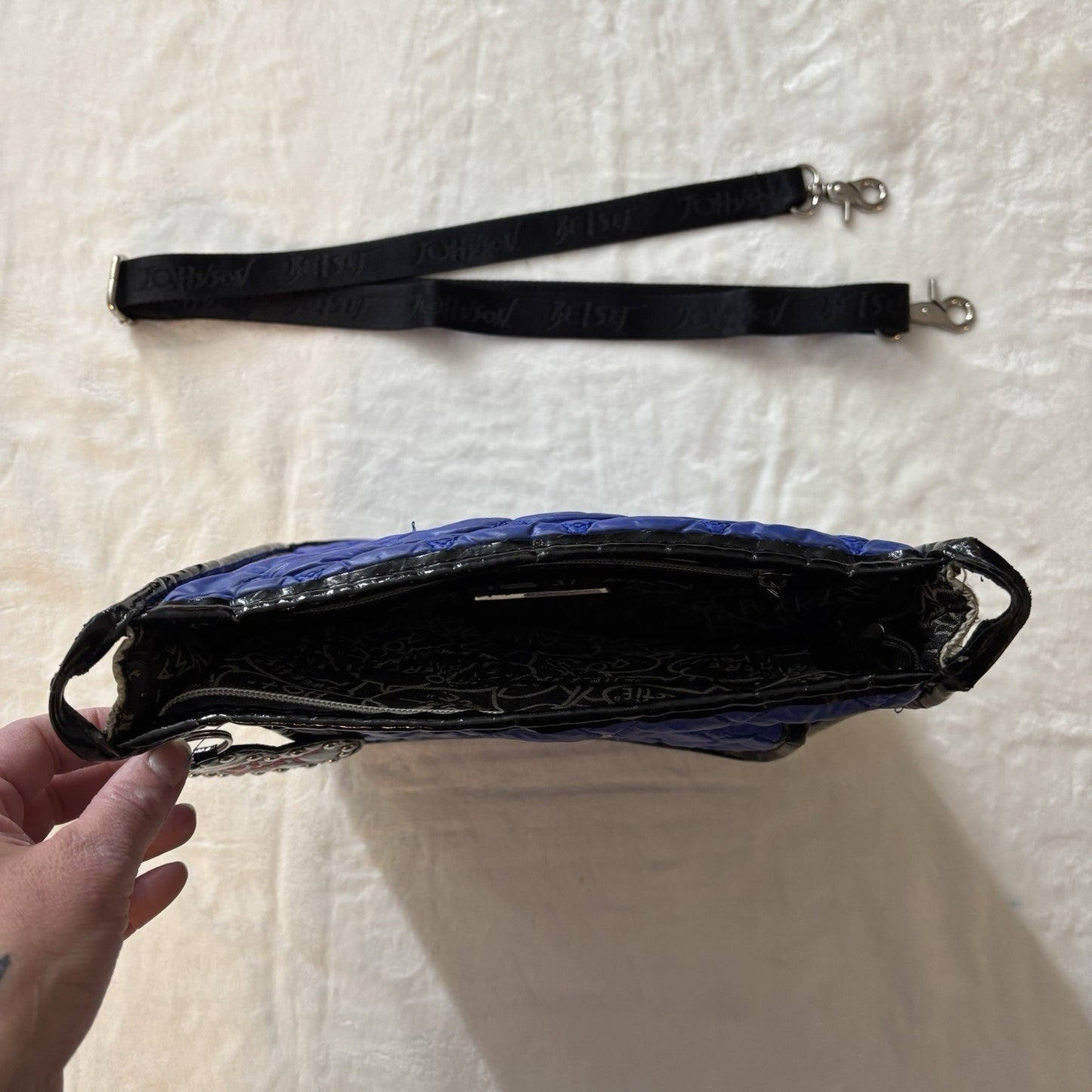 Betsey Johnson Blue Hearts Cross Body Bag Y2K Travel bag Kidcore Dopamine