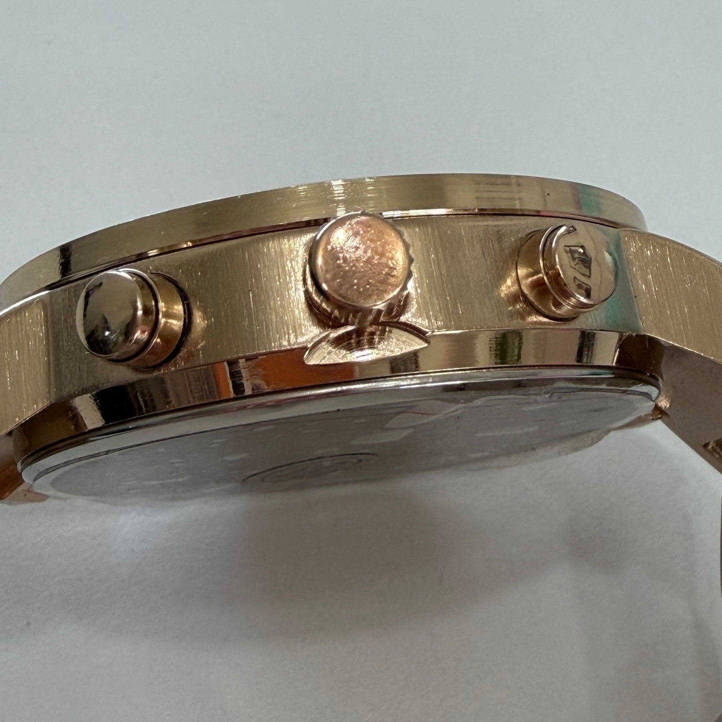 EDJ Gold Tone Chronograph Watch Oversized Statement Quartz Stainless Steel