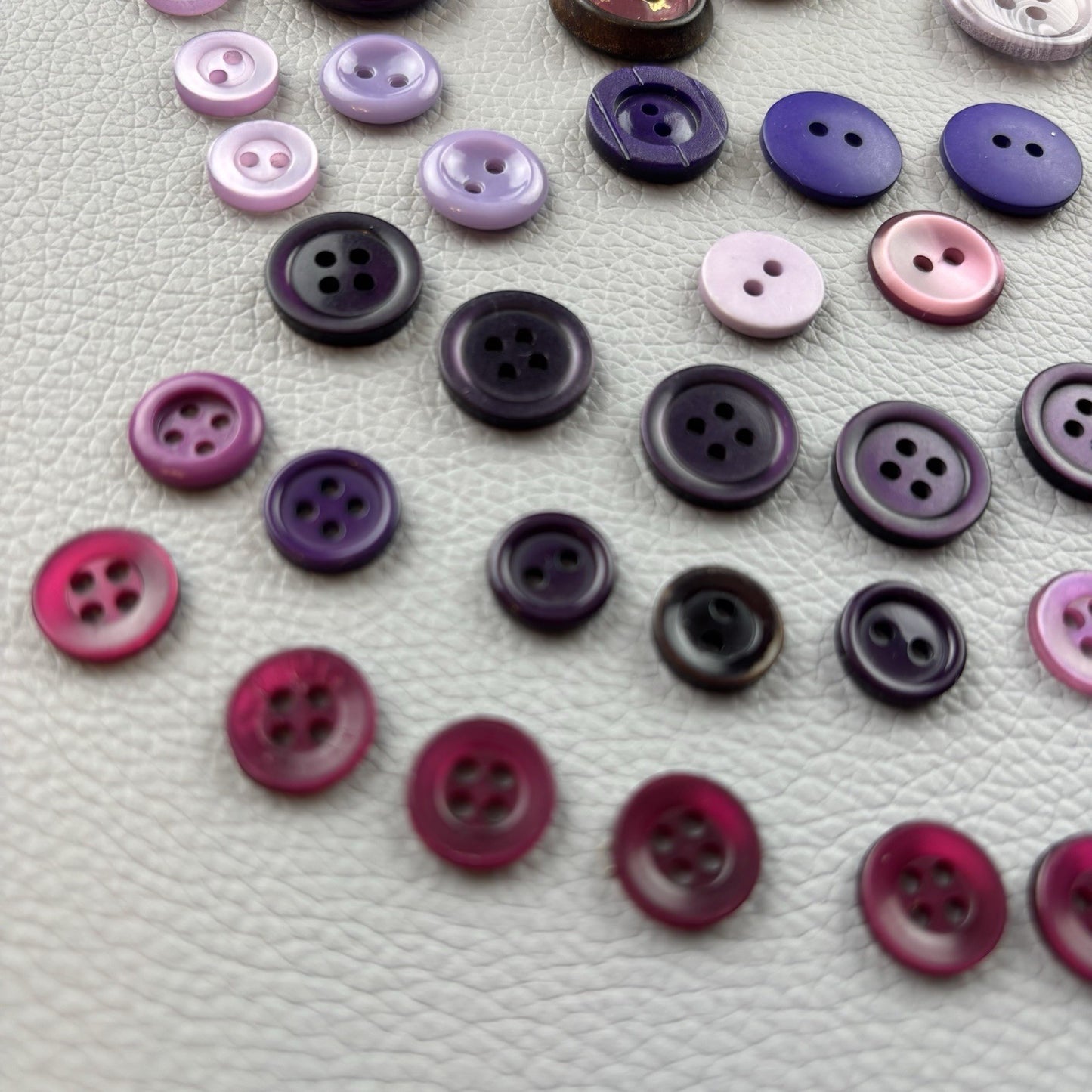 Vintage + New Purple Two Hole + Four Hole Round Button Lot 67 Pieces Sew Crafts