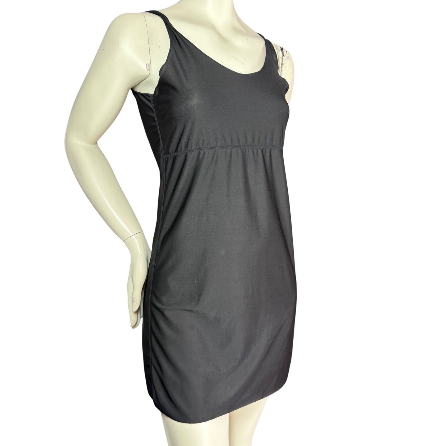 Anemone Black Slip Dress Mini Scoop Neck 90s Minimalist Grunge Bodycon Large