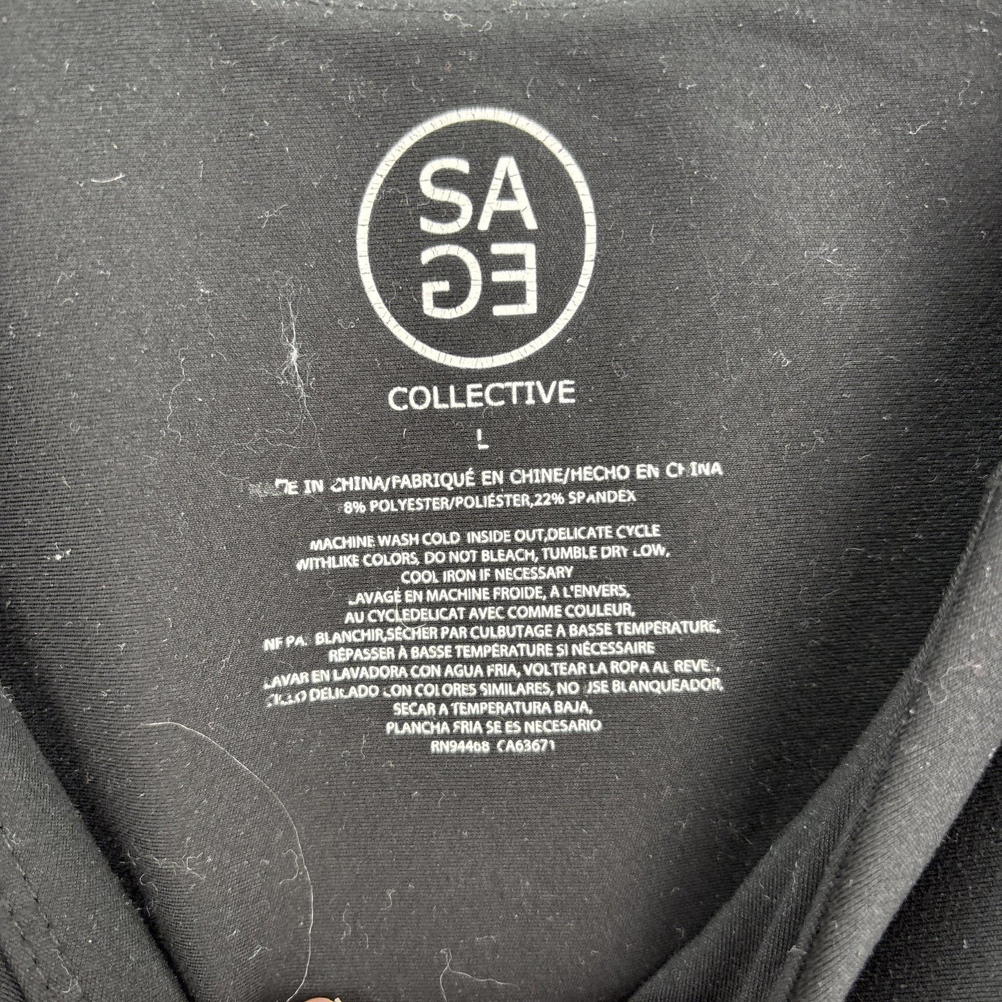 Sage Collective Womens Black Sports Bra Large Built In Support Bra Workout Gym
