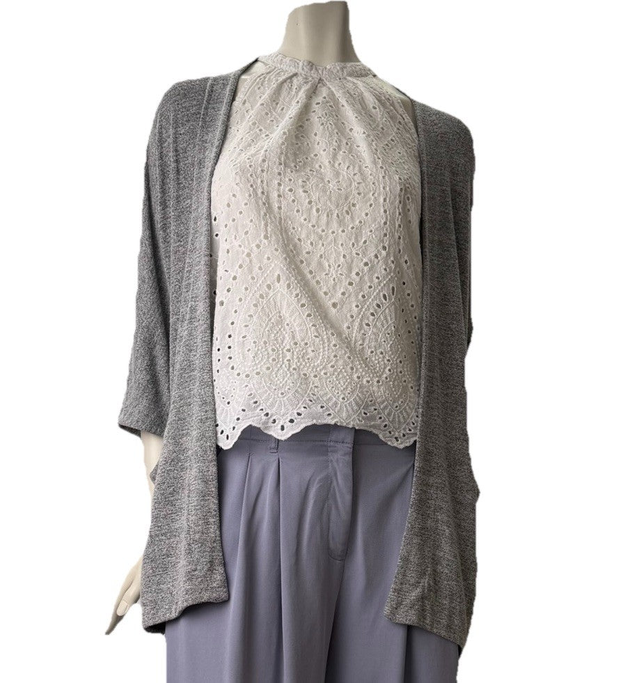 Wilfred Free Open Front Cardigan Grey Slouchy Cocoon Pockets Womens S