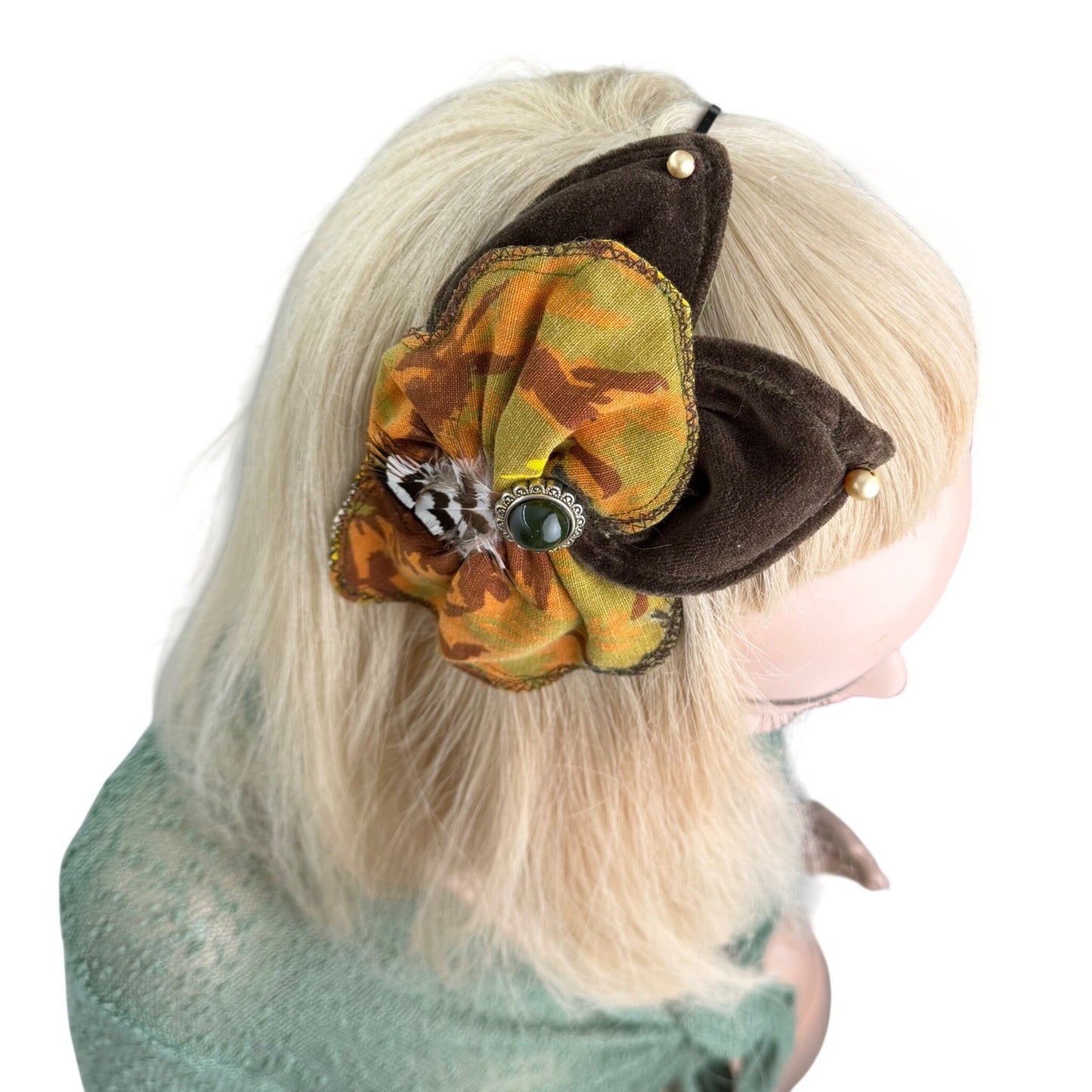 Handmade Velvet Fascinator Whimsical Woodland Goblincore Earthcore  One Size