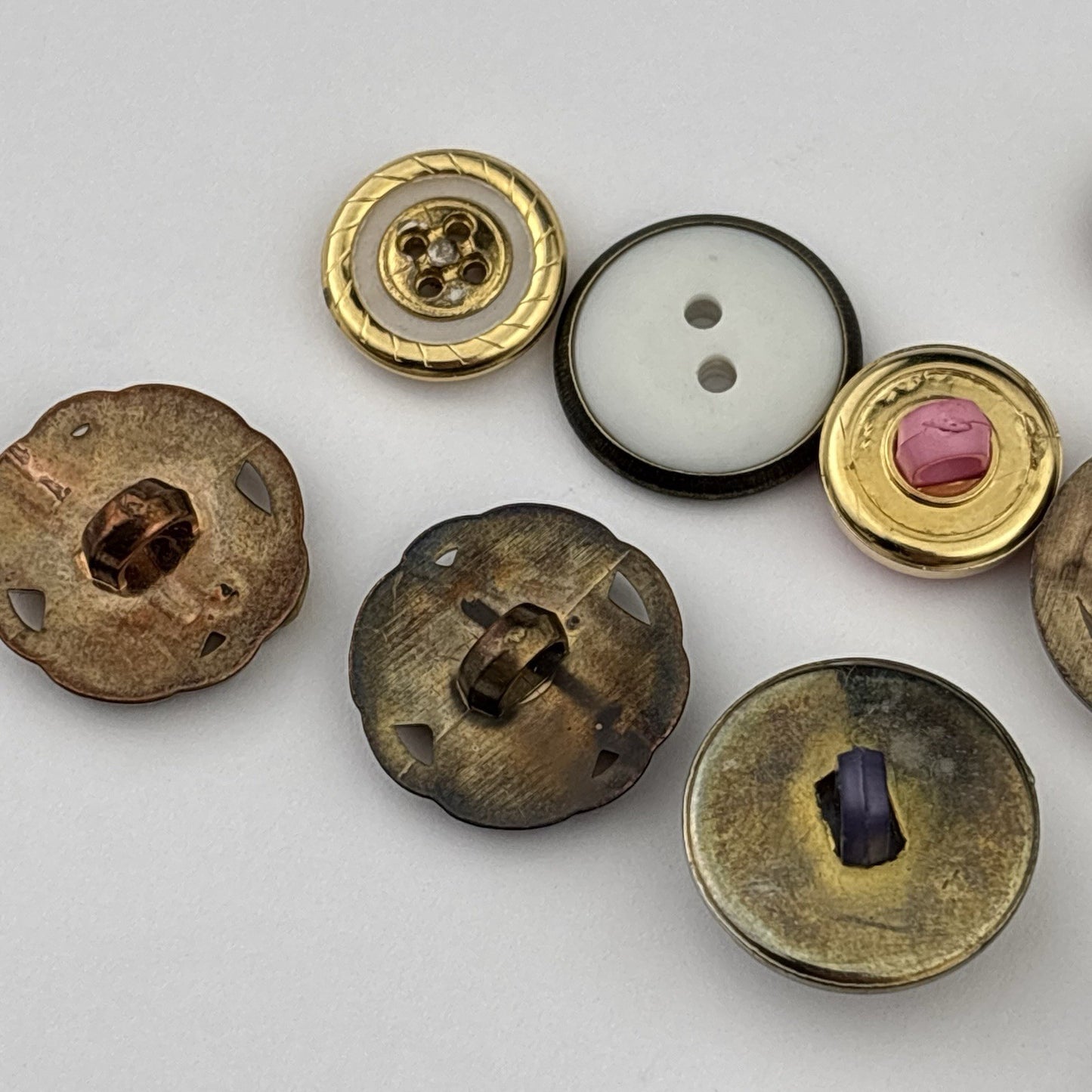 Vintage Jewel-Tone Button Lot – Enamel, Faux Pearl & Gemstone Styles, 25pcs