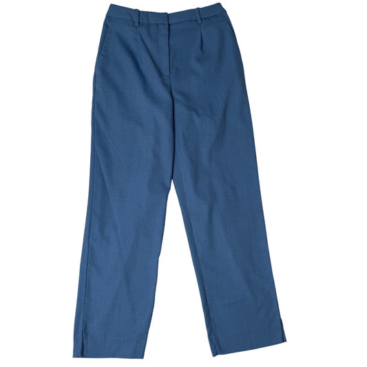 H&M Blue Wide Leg Pleated Tailored Dress Pants Women US 4 EUR 36