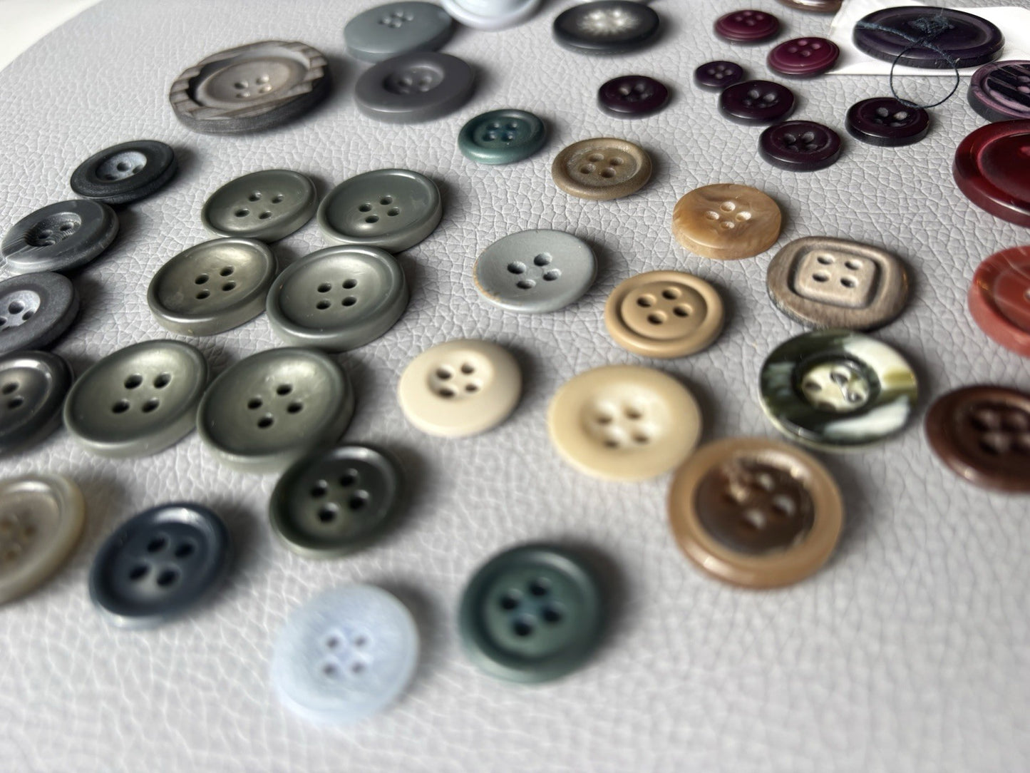 Vintage Button Collection 45 Lot Grey Blue Green Purple Red Grey Four Hole Small