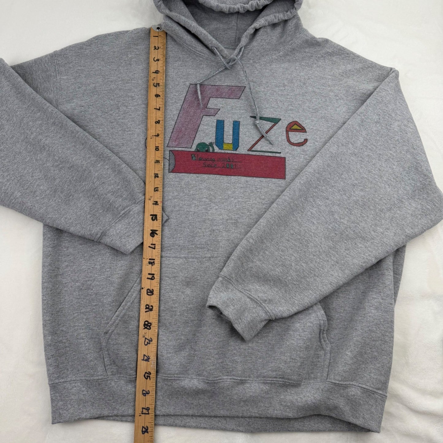 Grey Oversized Pullover Fuze 2001 Hoodie Mens XL Streetwear Skater Grunge Basic
