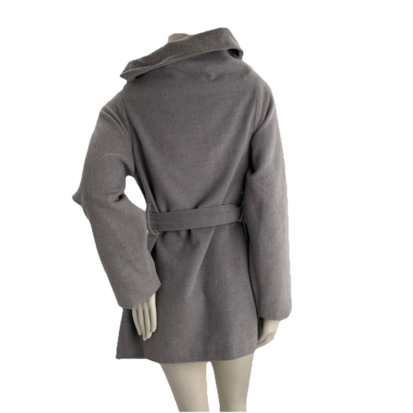 Pink Martini Grey Wrap Coat Belted Asymmetrical Minimalist Soft Jacket Womens S