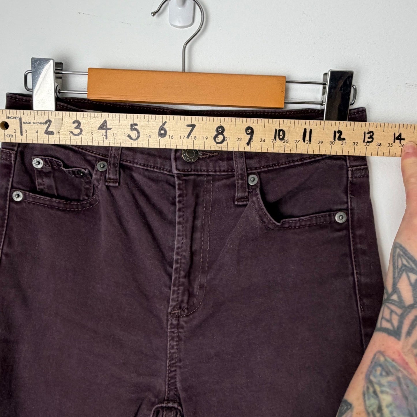 Gap 1969 True Skinny High Rise Jeans Plum Dark Academia Denim Sz 25r minimalist
