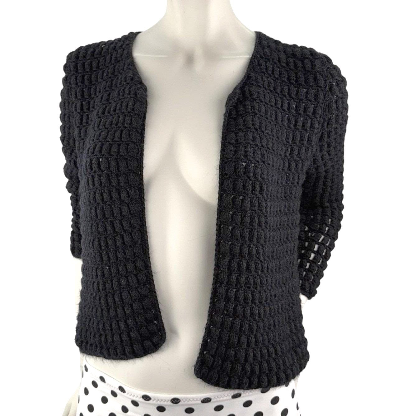Vintage Black Handmade Cardigan Quiet Luxury Old Money Capsule Wardrobe Medium