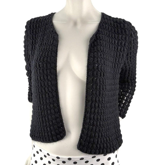 Vintage Black Handmade Cardigan Quiet Luxury Old Money Capsule Wardrobe Medium