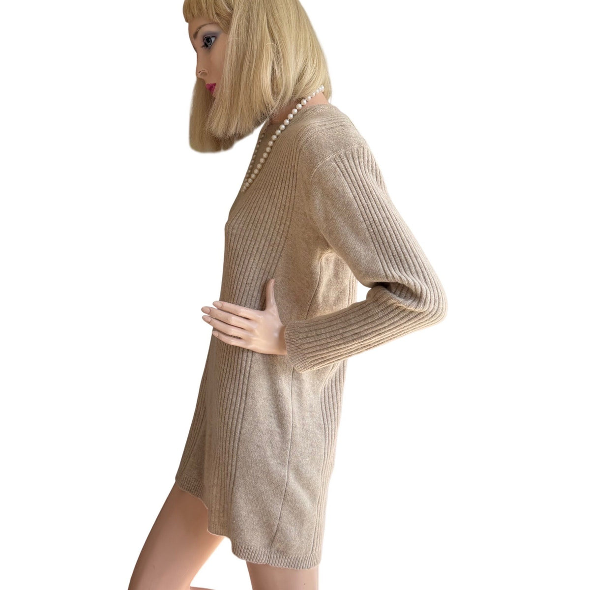 Vintage Adrienne Vittadini Cashmere Wool Long Sweater | M — detail photo 8