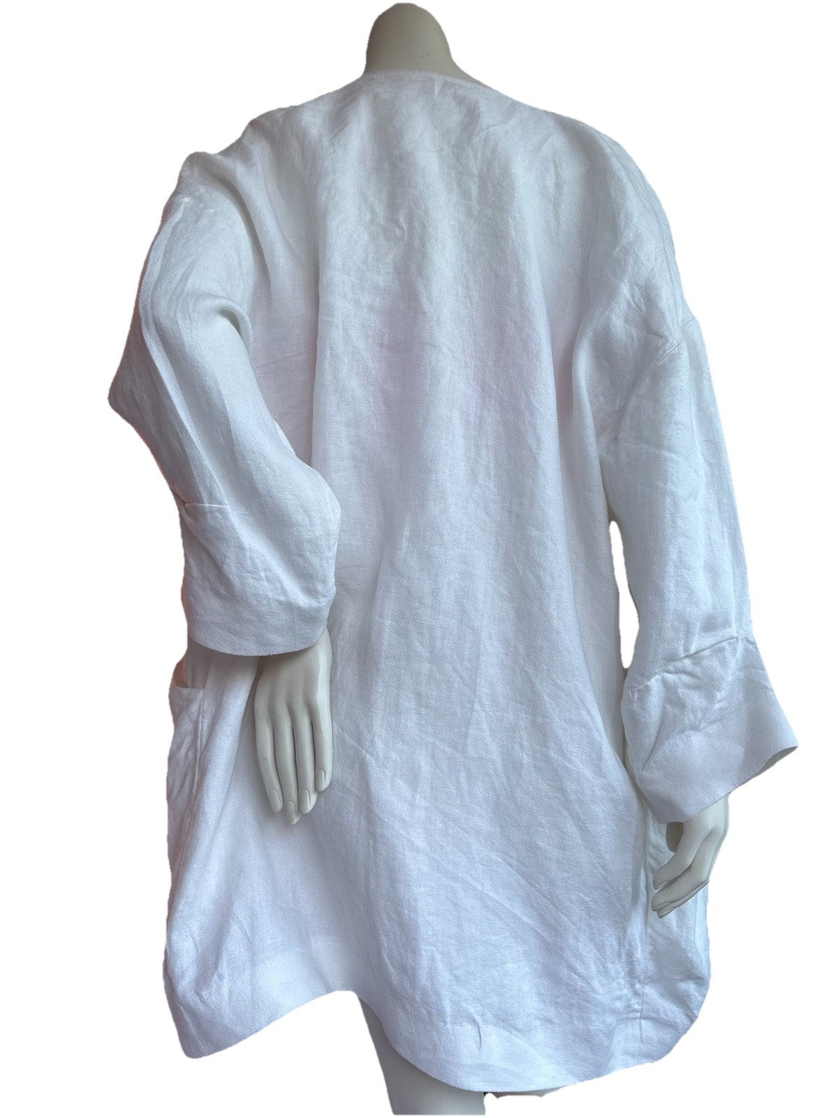 Vintage White Linen Jacket Portfolio Louben Women’s Sz 12 Quiet Luxury Coatigan