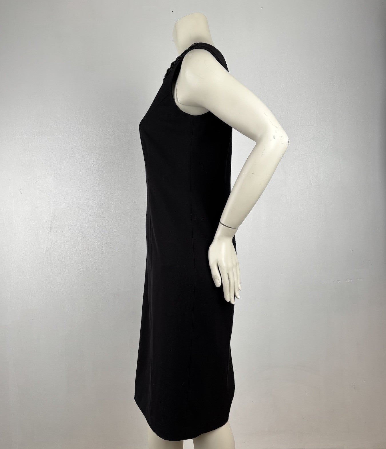 Tribal Black Stretch Sheath Dress 6 | Embellished Neckline | Classic LBD