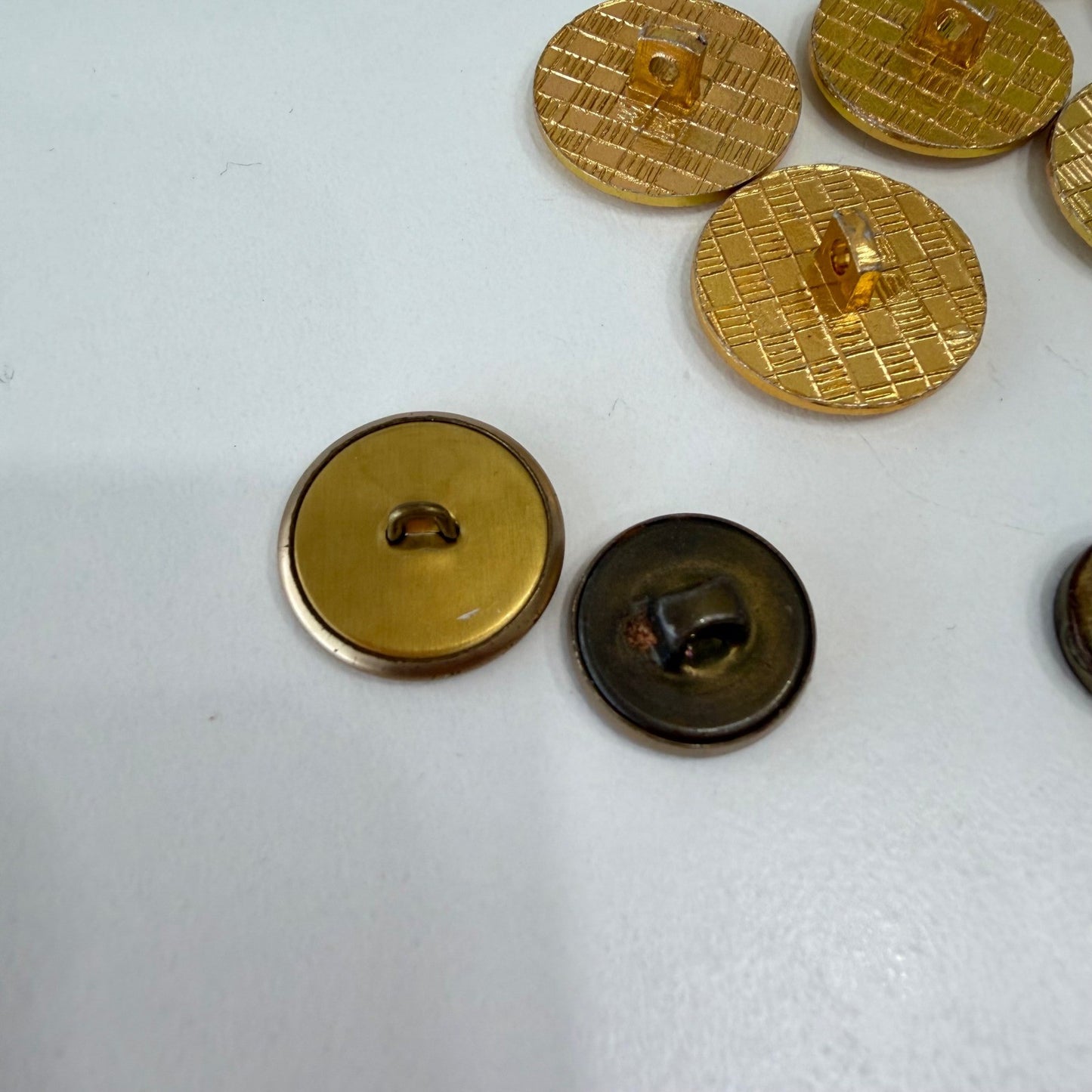Vintage Gold Metal Buttons Set Large Dome Shank Mix Sewing Craft Lot Collectors