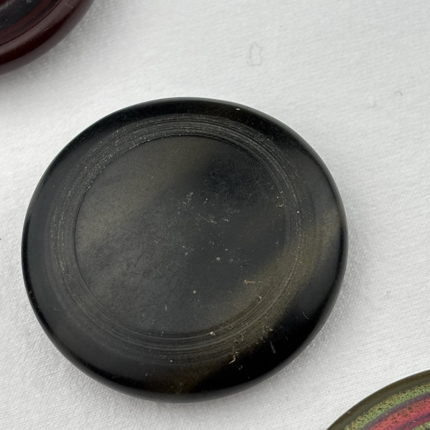Vintage Composite Button Lot ~ 22pc Mixed Bakelite Era Brown Black Metal Shank