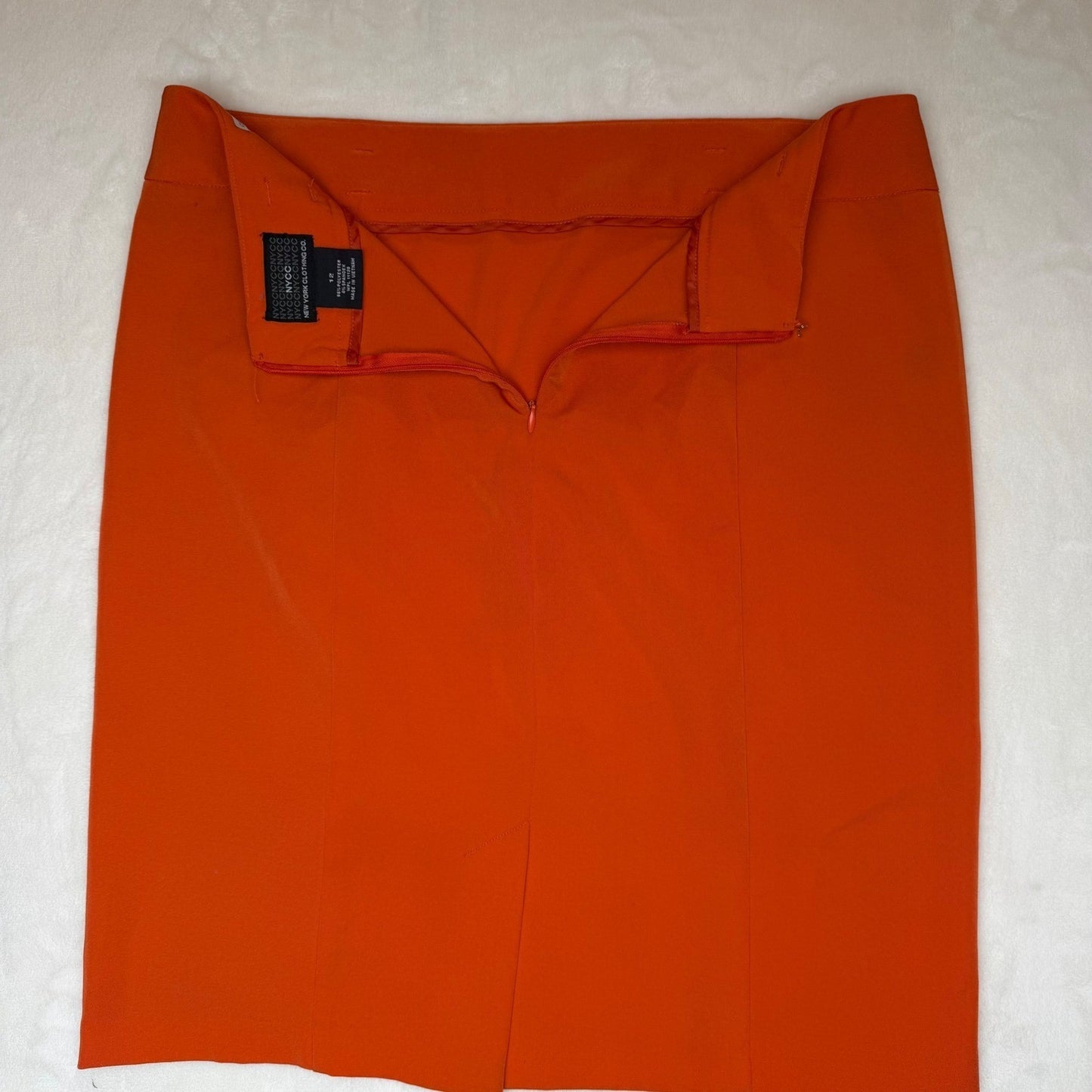 New York Clothing Co Pencil Skirt Orange Professional Career Workwear Size 12