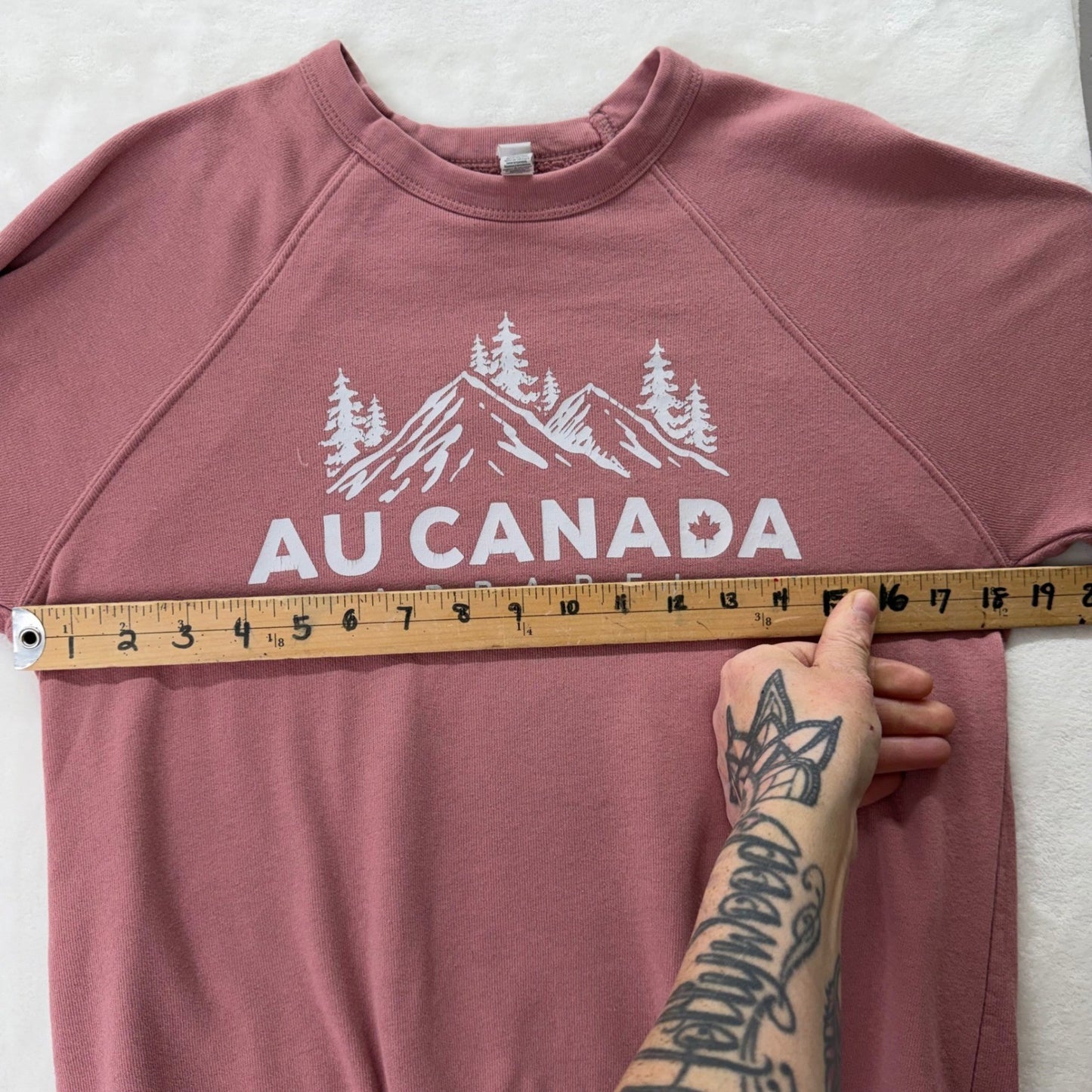 Au Canada Apparel Bella Canvas Mauve Mountain Graphic Raglan Sweatshirt Medium