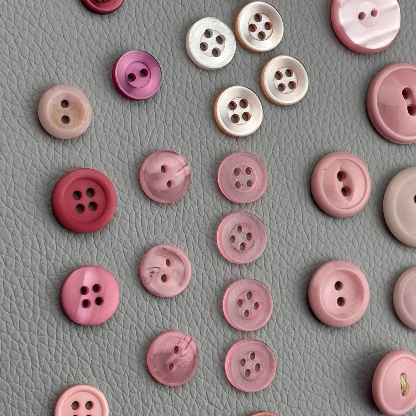 Vintage Pink Button Lot | 56 Pcs Blush & Rose Casein  Mix Mid Century Sewing