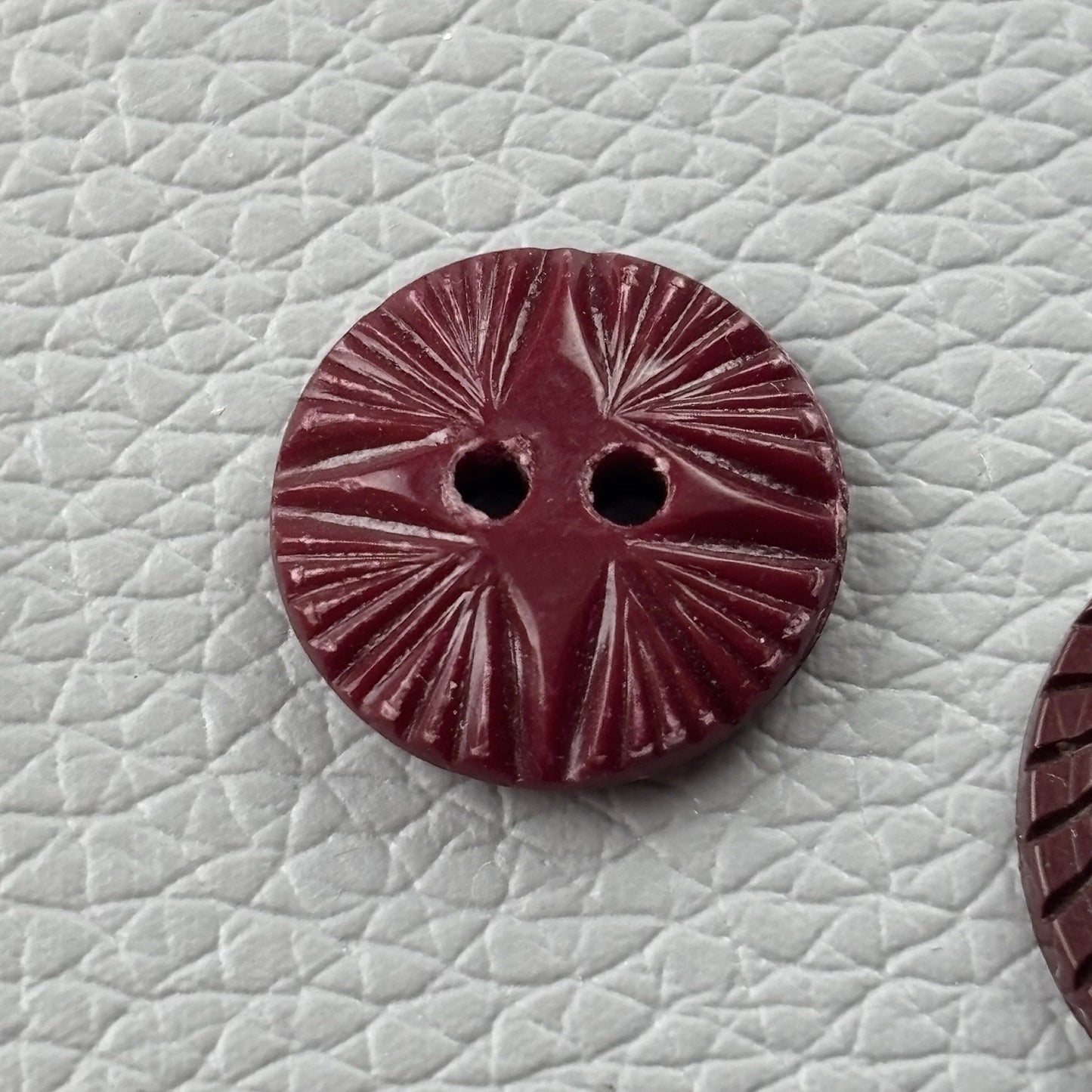 Vintage Burgundy Red Buttons Lot. 18 Piece Two Hole Four Hole Small Md Crafts