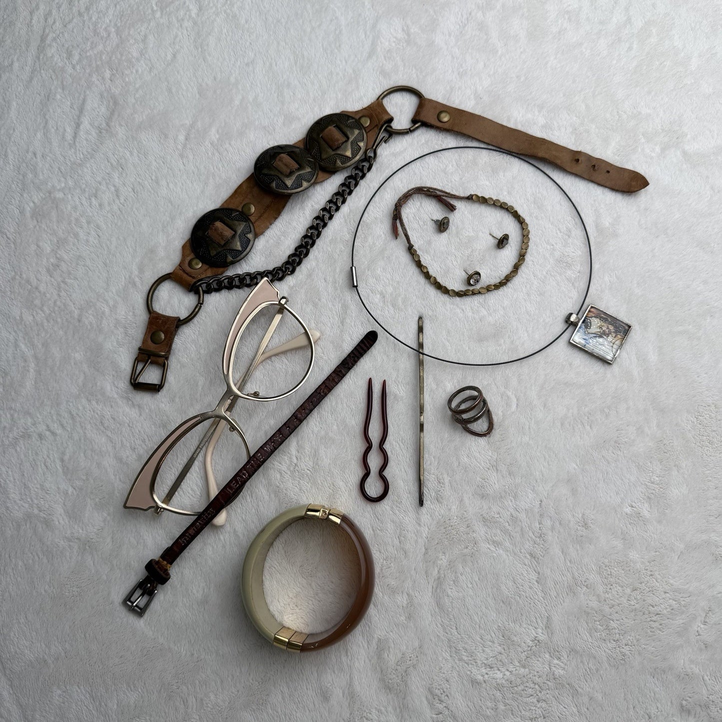 Boho Jewelry Lot Leather Chain Bracelet Cuff Pendant Ring Hair Clips Mixed