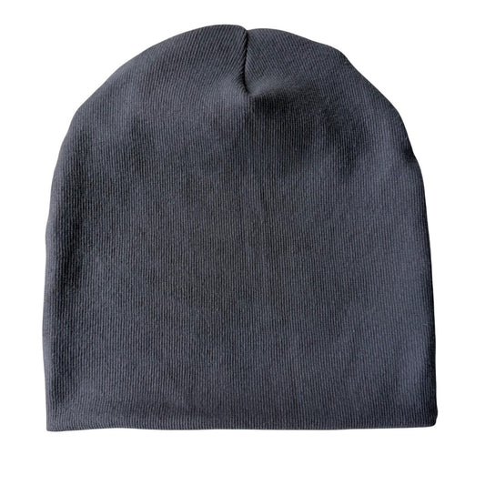 Simpłe Cuffed Beanie — Charcoal Ribbed Knit
