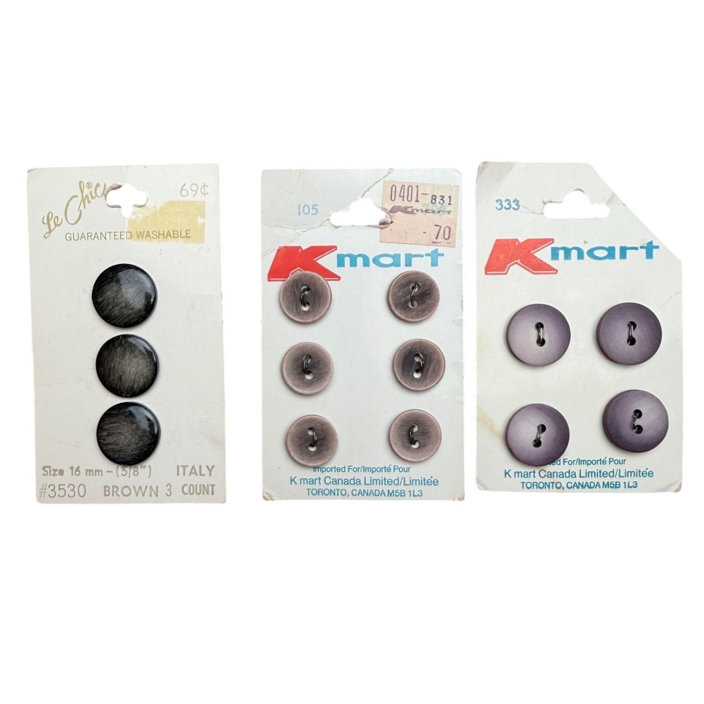 Le Chic Kmart Rare Vintage Buttons Lot 13 Count Wood Grain Italy Retro Sewing