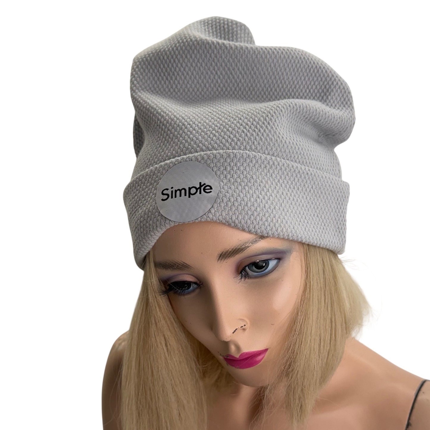 Simpłe Slouchy Beanie — Grey Honeycomb Knit