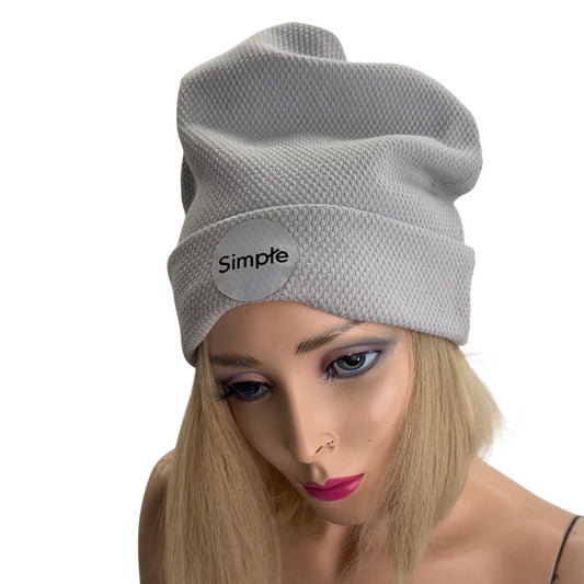 Simpłe Slouchy Beanie — Grey Honeycomb Knit