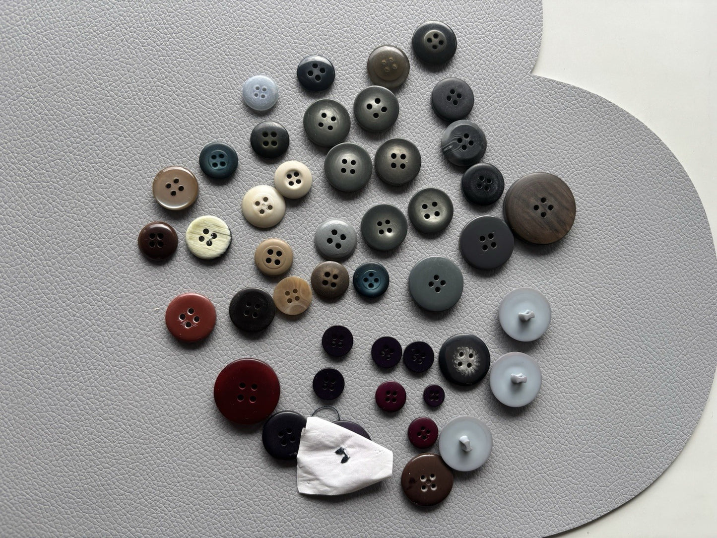 Vintage Button Collection 45 Lot Grey Blue Green Purple Red Grey Four Hole Small