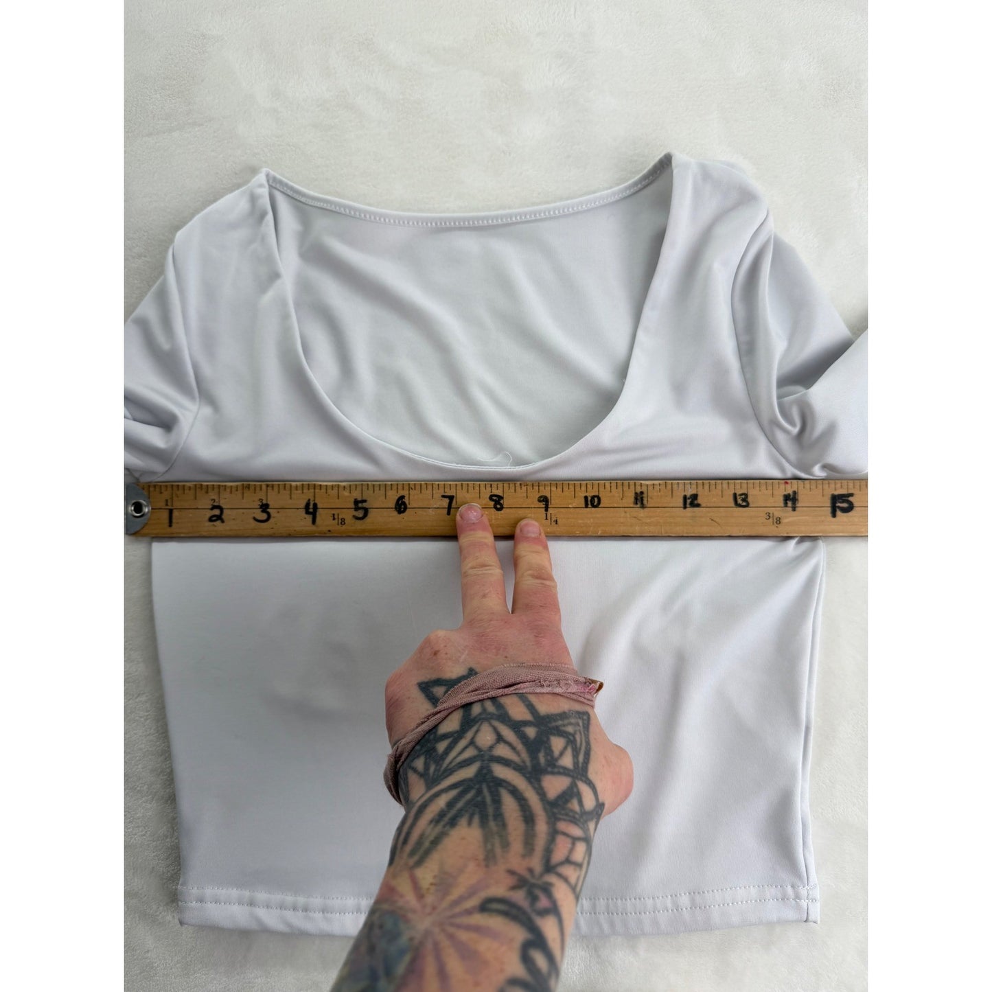 American Apparel Silver Leggings Large ~ Shein  White Crop Top Small Balletcore
