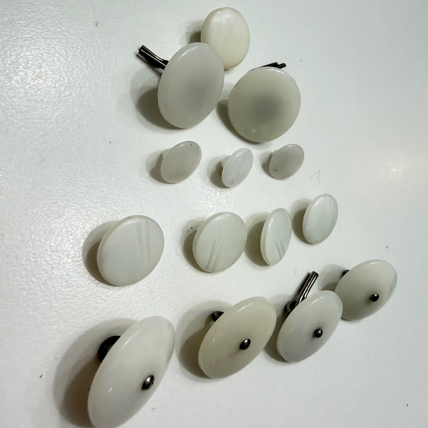 Vintage White Shank Buttons Lot Mixed Sizes Sewing Craft Retro Coat Set