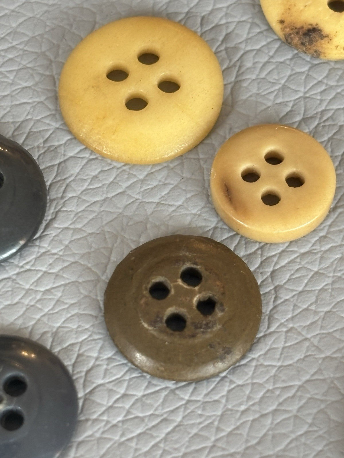 Vintage Lot Of 40 Brown Grey Beige Green Four Hole Buttons. Celluloid Glass