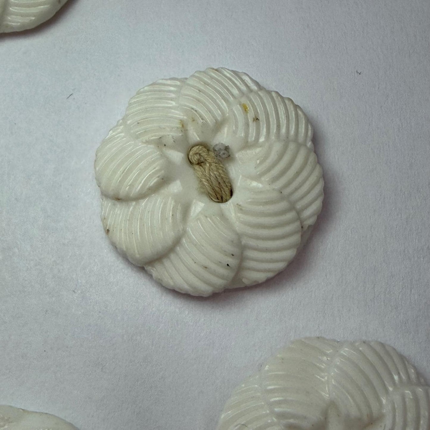 Antique Milk Glass Buttons Mixed Lot Floral Sunburst Victorian White 2Hole 36pc