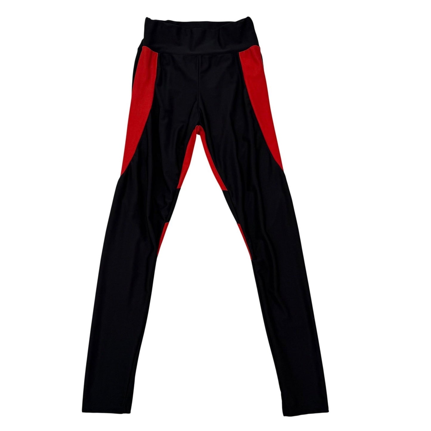 Black Red Heart Back Colorblock High Waisted Athletic Leggings Yoga Pants Small